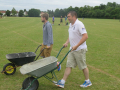 Kev and Rat practising wheel borrow races